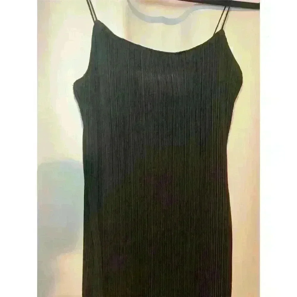 Good American Women's Black Ribbed Maxi Slip Dress Size 00